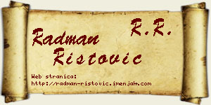Radman Ristović vizit kartica